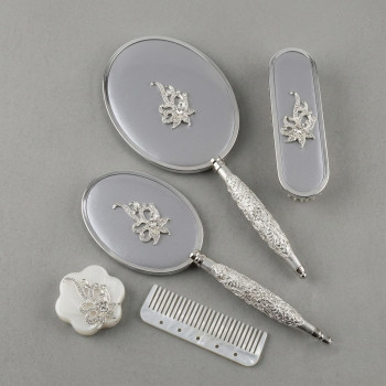 Gülüm 5li Ayna Tarak Fırça Pudralık Çeyiz Seti