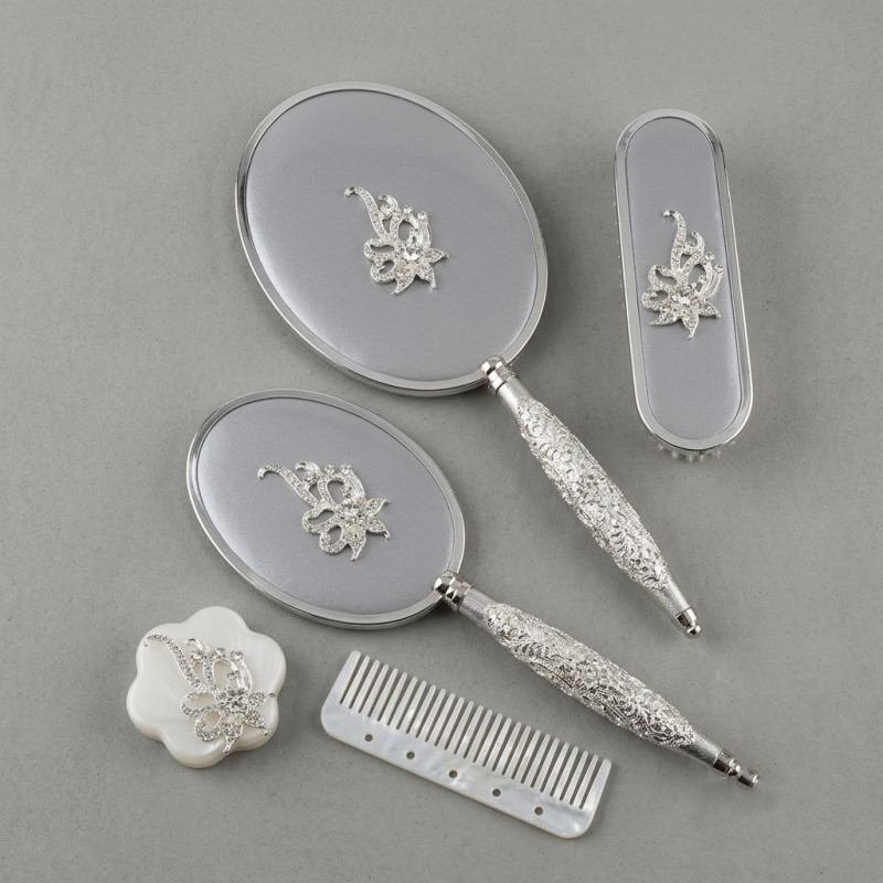 Gülüm 5li Ayna Tarak Fırça Pudralık Çeyiz Seti