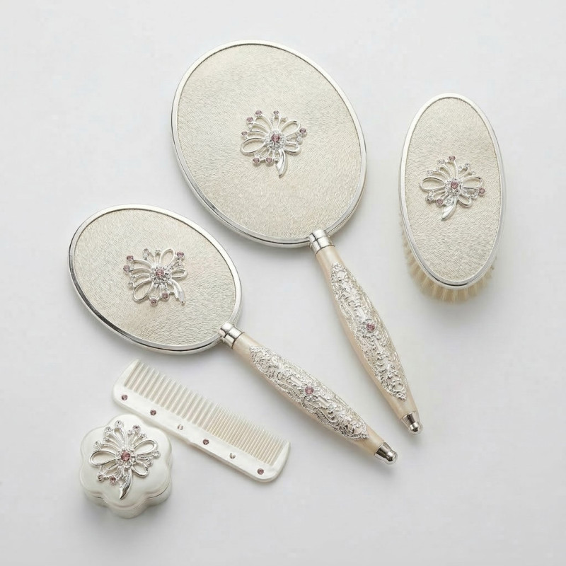 Gülüm 5li Ayna Tarak Fırça Pudralık Çeyiz Seti