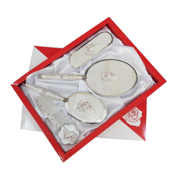 Gülüm 5li Ekru Ayna Tarak Fırça Pudralık Çeyiz Seti