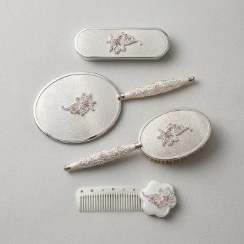 Gülüm 5li Ekru Ayna Tarak Fırça Pudralık Çeyiz Seti