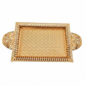 Gümüş Desenli Kristal Taşlı Servis Tepsisi lkm197