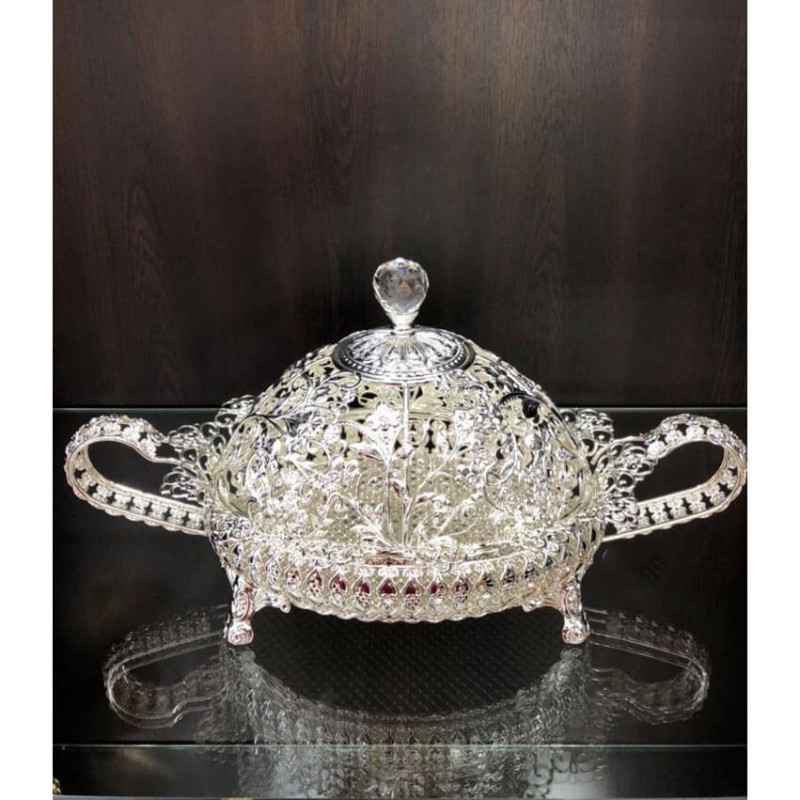 Gümüş Kristal Cam Kapaklı Çikolatalık lkm078