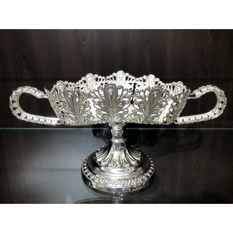 Gümüş Kristal Taşlı Ayaklı Gondol Çikolatalık LKM-288 Gümüş Kristal Taşlı Ayaklı Gondol Çikolatalık LKM-288