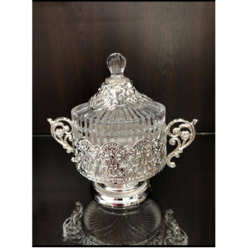 Gümüş Kristal Taşlı Büyük Boy Çay Şekerliği Lkm084 Gümüş Kristal Taşlı Büyük Boy Çay Şekerliği Lkm084