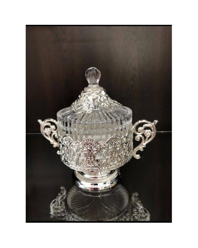 Gümüş Kristal Taşlı Büyük Boy Çay Şekerliği Lkm084 Gümüş Kristal Taşlı Büyük Boy Çay Şekerliği Lkm084