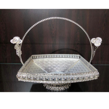 Gümüş Kristal Taşlı Çikolatalık Meyvelik Sepet LKM-184 Gümüş Kristal Taşlı Çikolatalık Meyvelik Sepet LKM-184