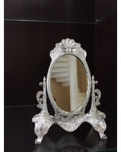 Gümüş Rengi Çerçeveli  Ayaklı Masa Aynası lkm-284