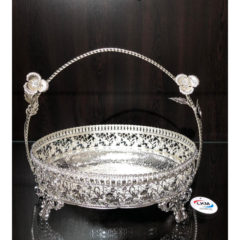 Gümüş Sepet Kristal Taşlı Çikolatalık Meyvelik LKM-250