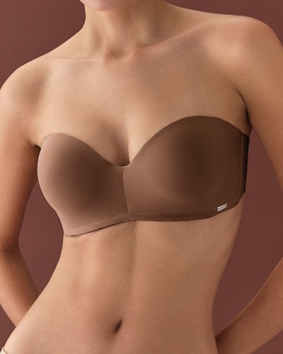 Intense 1700 Lotus Push Up Straplez Sütyen - Caramel