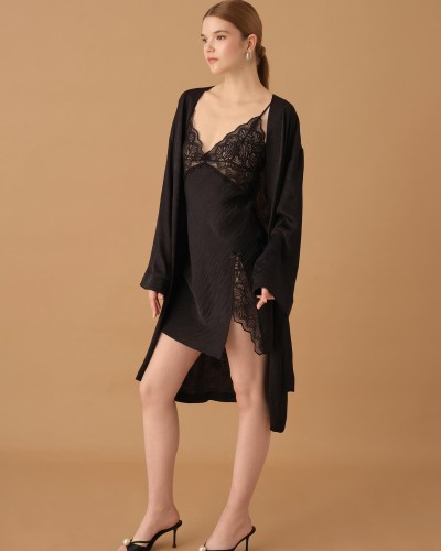 Pierre Cardin İpek Saten Altılı Gelin Çeyiz Takımı - Lx.25272 Black