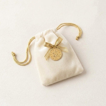 Kadife Kına Kesesi Ekru 50 Adet - İçi Toz Kına Dolu Hediyelik - Altın Detaylı Lüks Kına Kesesi Seti