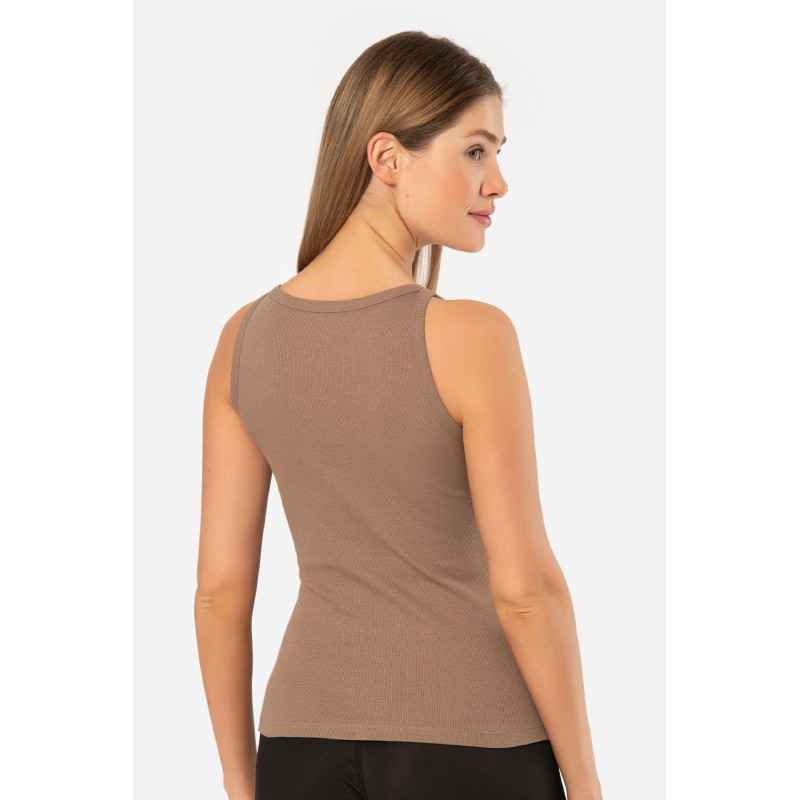 Kadin Halter Yaka Fitilli Atlet 3403/Kahve