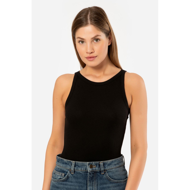 Kadin Halter Yaka Fitilli Atlet 3403/Siyah