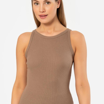 Kadin Halter Yaka Fitilli Atlet 3403/Kahve