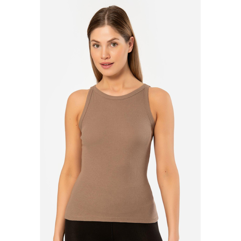 Kadin Halter Yaka Fitilli Atlet 3403/Kahve