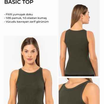 Kadin Halter Yaka Fitilli Atlet 3403/Haki