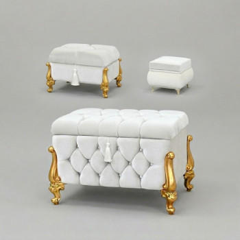 Kapitoneli 3lü Çeyiz Nişan Gelin Sandığı Ekru