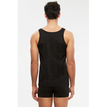 KOM Anka Askılı Modal Jakar Desen Erkek Atlet Siyah