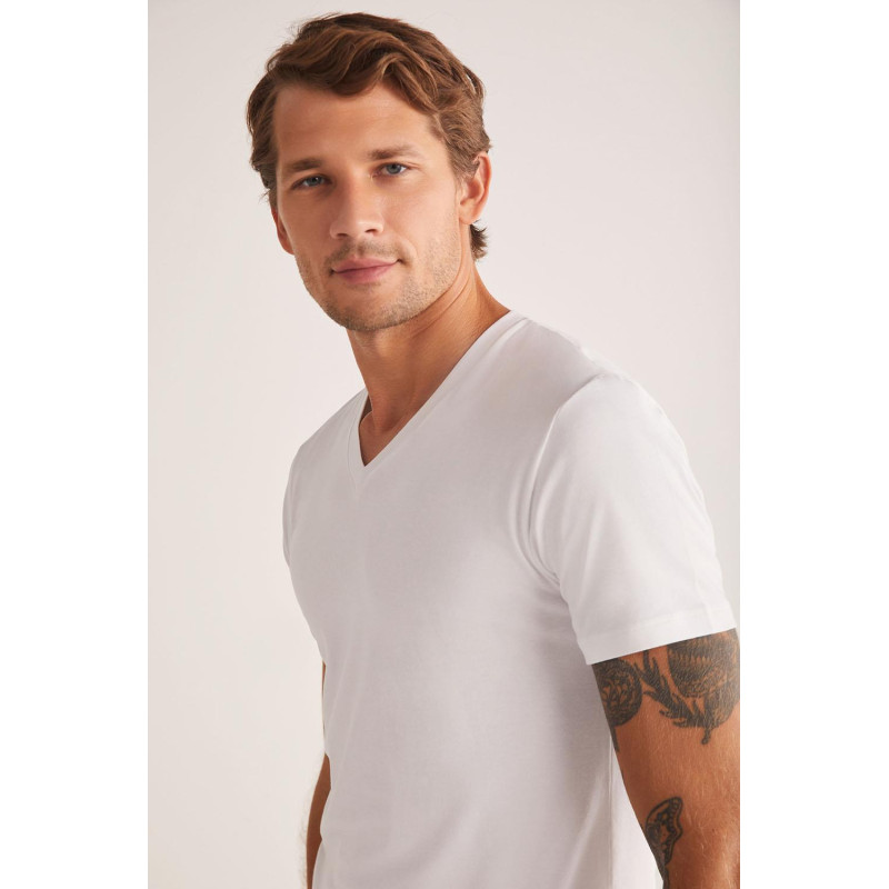 Kom Antonio V Yaka Pamuklu Erkek Tshirt