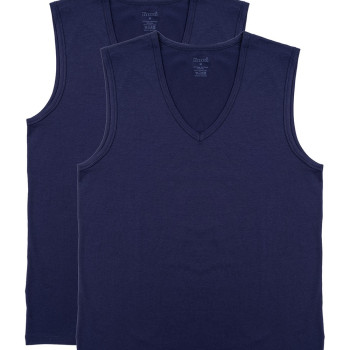 Kom Barny Lacivert V Yakalı Pamuk 2 li Erkek Atlet 