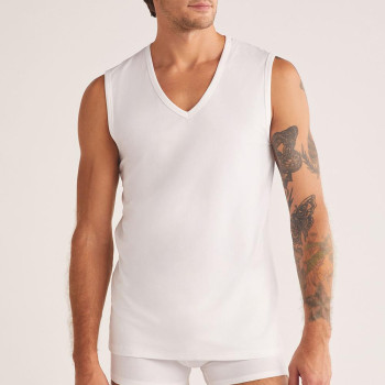 Kom Barny V Yakalı Pamuk 2 li Erkek Atlet Beyaz