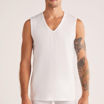 Kom Barny V Yakalı Pamuk 2 li Erkek Atlet Beyaz