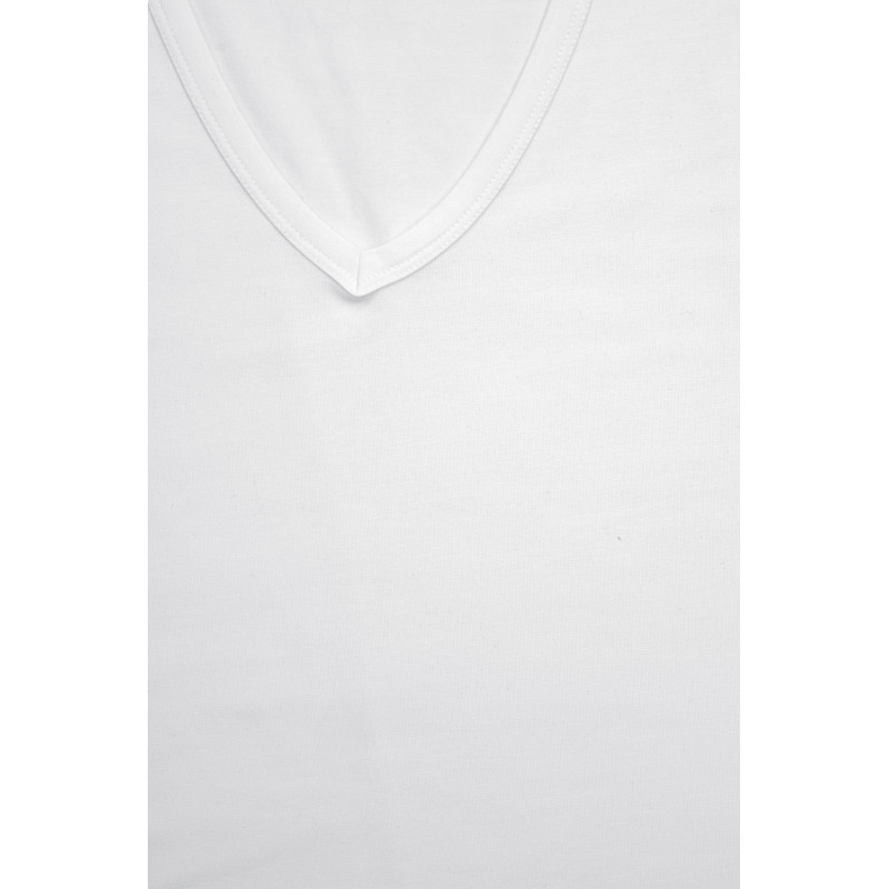 Kom Barny V Yakalı Pamuk 2 li Erkek Atlet Beyaz