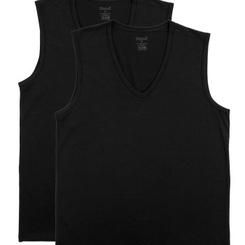 Kom Barny V Yakalı Pamuk 2 li Erkek Atlet Siyah