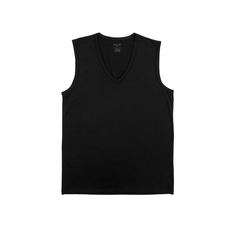 Kom Barny V Yakalı Pamuk 2 li Erkek Atlet Siyah