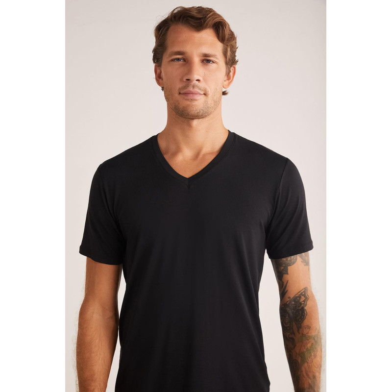 Kom Emilio V Yaka Modal Erkek Tshirt Lacivert