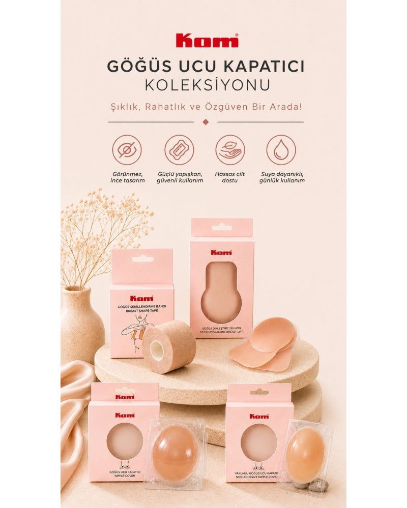 Kom Göğüs Ucu Kapatıcı & Gizleyici Ped – Yapışkansız / Silikon Ten Rengi Kom Göğüs Ucu Kapatıcı & Gizleyici Ped – Yapışkansız / Silikon Ten Rengi