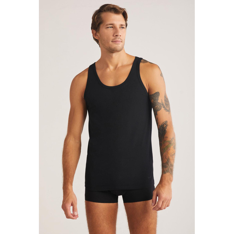 Kom Scott Askılı 2 li Basic Erkek Siyah Atlet