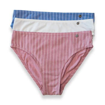 KOM Stripe 3'lü Kadın Bikini Külot