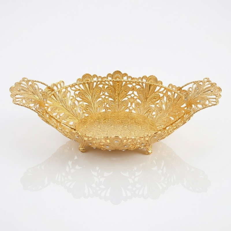 Kristal Taşlı Ayaklı Gold Gondol Çikolatalık LKM-410