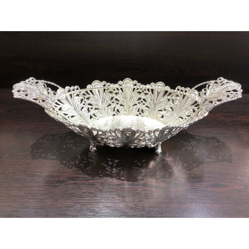Kristal Taşlı Ayaklı Gümüş Gondol Çikolatalık LKM-411 Kristal Taşlı Ayaklı Gümüş Gondol Çikolatalık LKM-411
