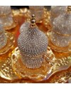 Kristal Taşlı Gold Kahve Fincanı Lokumluk Seti Kristal Taşlı Gold Kahve Fincanı Lokumluk Seti