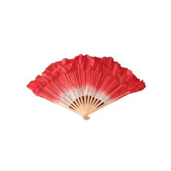 Kumaş Bambu Ahşap Yelpaze 45 cm Kırmızı