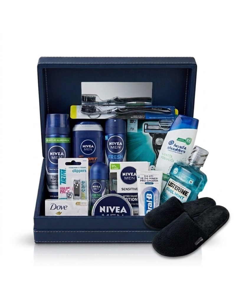 Nivea Erkek Bakım ve Damat Tıraş Seti 15 Parça Aynalı Kutulu + Terlik Hediyeli