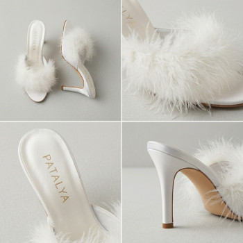 Patalya Ekru Kaztüyü Kadın Terlik 630-1