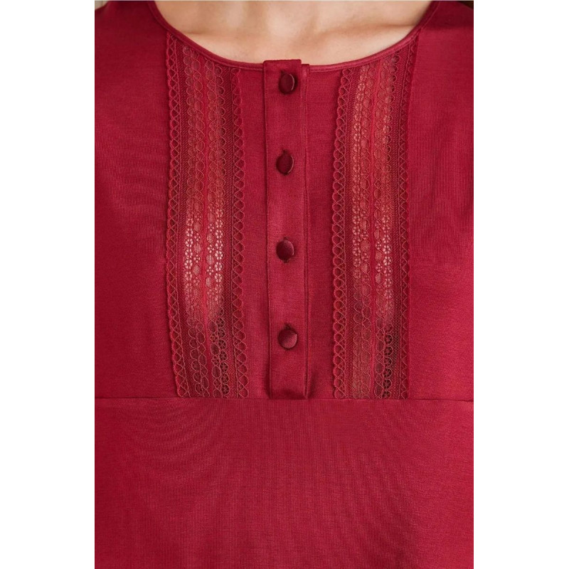 Pierre Cardin 2800 Kadın Bordo Dantelli Penye 3'lü Sabahlıklı Pijama Takım Pierre Cardin 2800 Kadın Bordo Dantelli Penye 3'lü Sabahlıklı Pijama Takım