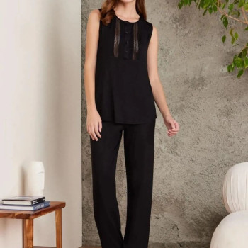 Pierre Cardin 2800 Kadın Siyah Dantelli Penye 3'lü Sabahlıklı Pijama Takım Pierre Cardin 2800 Kadın Siyah Dantelli Penye 3'lü Sabahlıklı Pijama Takım