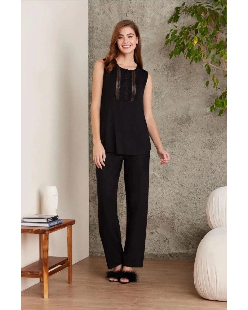 Pierre Cardin 2800 Kadın Siyah Dantelli Penye 3'lü Sabahlıklı Pijama Takım Pierre Cardin 2800 Kadın Siyah Dantelli Penye 3'lü Sabahlıklı Pijama Takım