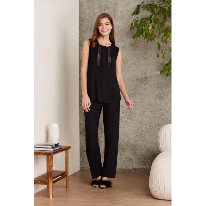 Pierre Cardin 2800 Kadın Siyah Dantelli Penye 3'lü Sabahlıklı Pijama Takım Pierre Cardin 2800 Kadın Siyah Dantelli Penye 3'lü Sabahlıklı Pijama Takım