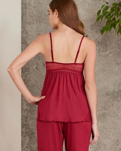 Pierre Cardin 2820 Kadın Bordo Dantelli Penye 3'lü Sabahlıklı Pijama Takım Pierre Cardin 2820 Kadın Bordo Dantelli Penye 3'lü Sabahlıklı Pijama Takım