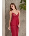 Pierre Cardin 2820 Kadın Bordo Dantelli Penye 3'lü Sabahlıklı Pijama Takım Pierre Cardin 2820 Kadın Bordo Dantelli Penye 3'lü Sabahlıklı Pijama Takım
