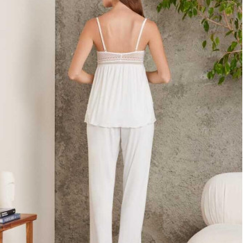 Pierre Cardin 2820 Kadın Ekru Dantelli Penye 3'lü Sabahlıklı Pijama Takım Pierre Cardin 2820 Kadın Ekru Dantelli Penye 3'lü Sabahlıklı Pijama Takım