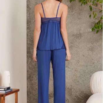 Pierre Cardin 2820 Kadın Lacivert Dantelli Penye 3'lü Sabahlıklı Pijama Takım Pierre Cardin 2820 Kadın Lacivert Dantelli Penye 3'lü Sabahlıklı Pijama Takım