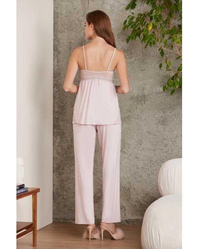 Pierre Cardin 2820 Kadın Pudra Dantelli Penye 3'lü Sabahlıklı Pijama Takım Pierre Cardin 2820 Kadın Pudra Dantelli Penye 3'lü Sabahlıklı Pijama Takım