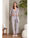 Pierre Cardin 2820 Kadın Royal Dantelli Penye 3'lü Sabahlıklı Pijama Takım